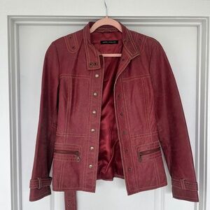 Sandra Angelozzi Belted Red Leather Jacket